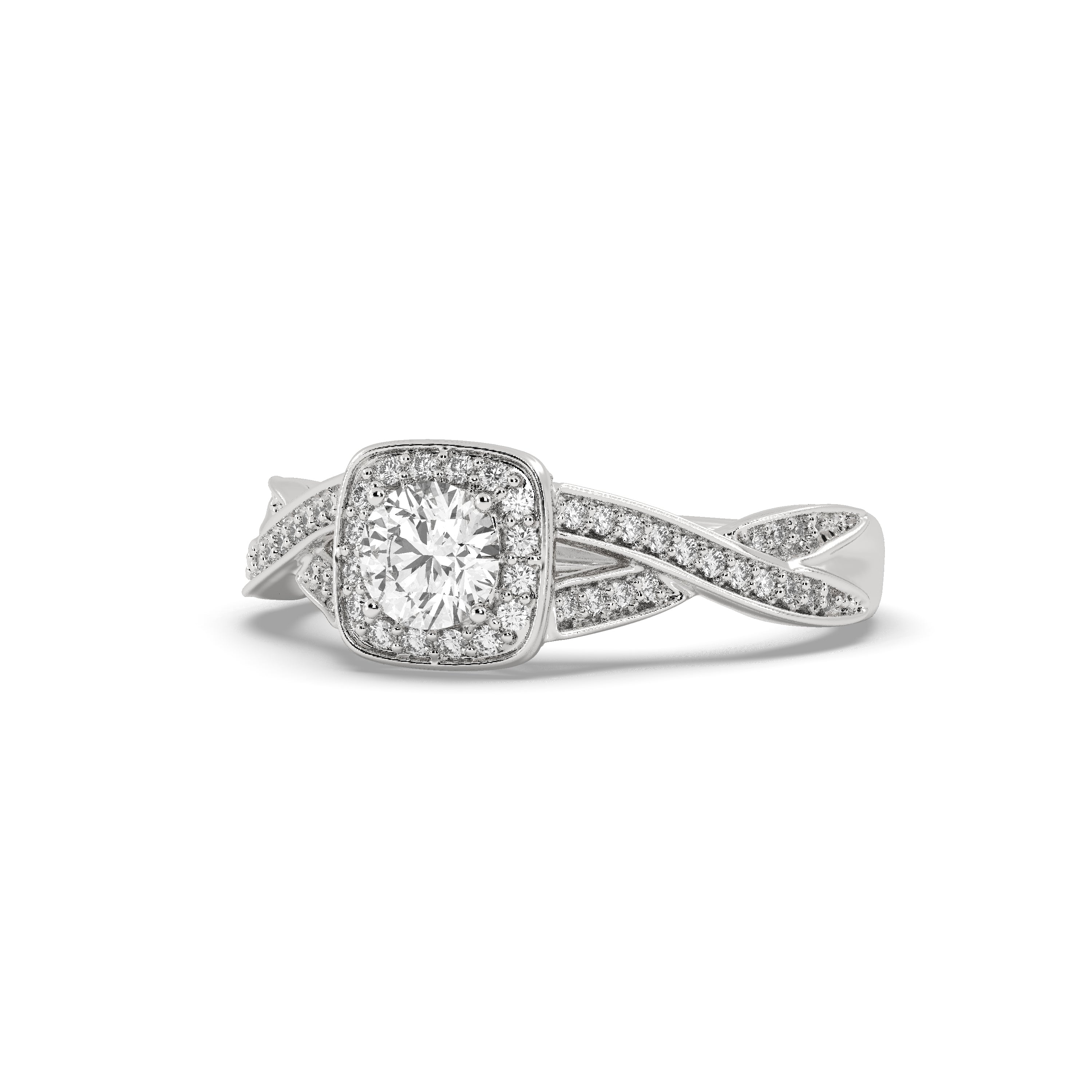 White Gold Studded 0.954 Carat Lab Grown Diamond Ring-E Color VS2 Clarity.